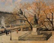 卡米耶毕沙罗 - Pont-Neuf, the Statue of Henri IV, Morning, Sun